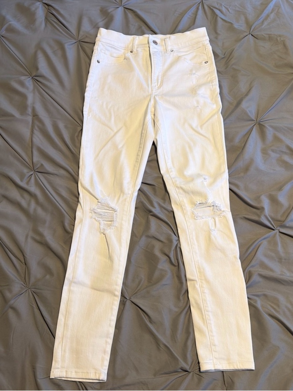 Express White Distressed Skinny Jeans
